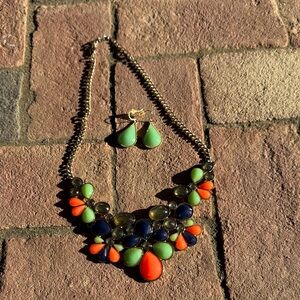 Colorful Teardrop Necklace and Earring Set